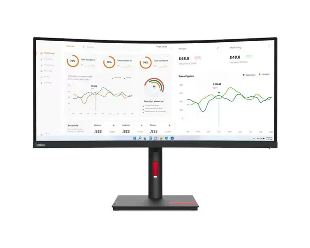 Monitor LED Lenovo ThinkVision T34w-30 Curbat 34 inch UWQHD VA 4 ms 60 Hz USB-C