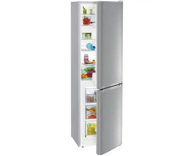 Combina frigorifica Liebherr CUefe 331-26, 296 l, VarioSpace, SmartFrost, Clasa E, H 181.2 cm, Inox