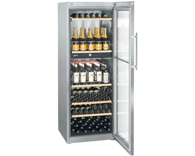 Vitrina de vin WTPes 5972, 516 L, Clasa G, Iluminare LED, Inox