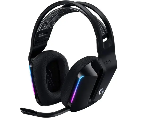 Casti gaming wireless Logitech G733, ultrausoare, Lightsync RGB, Negru