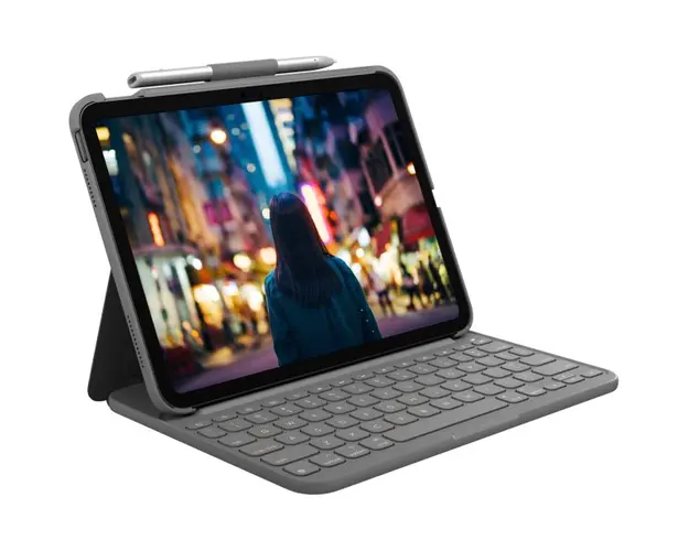 Husa/Tastatura Logitech SLIM FOLIO pentru iPad 10th gen, Layout US, gri