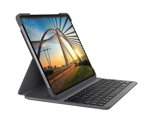 Husa cu tastatura Slim Folio pentru iPad 7th/ 8th/ 9th gen, Layout Germana, Grey