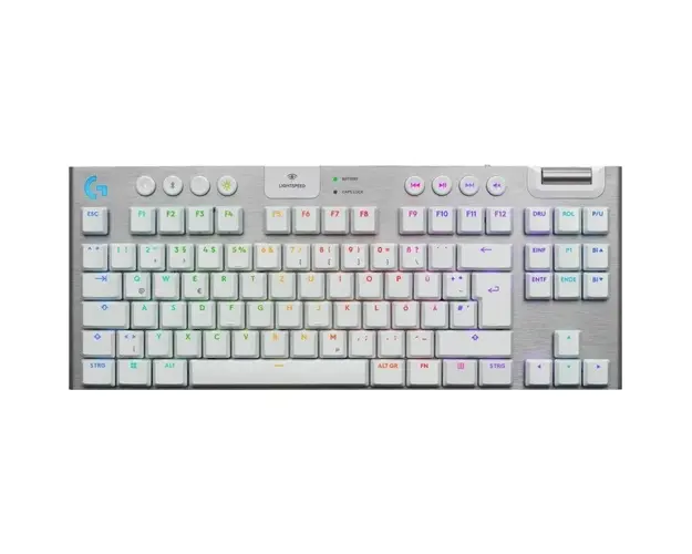 Tastatura Mecanica Gaming Logitech G915 X TKL, Tactile, LightSpeed, Low-Profile, Wireless, Alb
