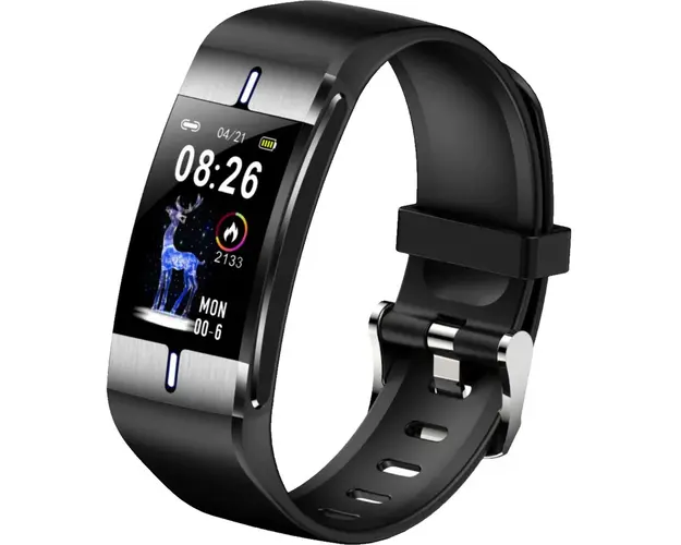 Bratara fitness MaxCom FW34 Silver, bratara silicon, IMC - Negru