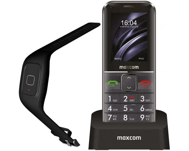 Telefon mobil Maxcom MM735 Single SIM (cu tracker GPS)+ bratara SOS IP67, Black