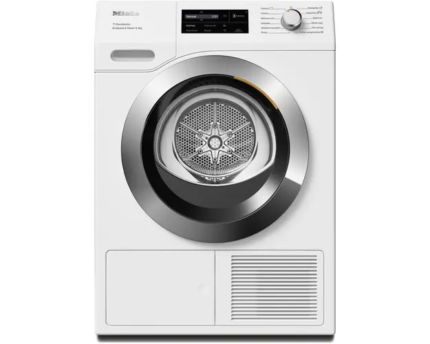 Uscator de rufe Miele TEL795WP, Pompa de caldura, Wi-Fi, 9 kg, Clasa A+++, PerfectDry, Tehnologie EcoDry, Steam Finish, FragranceDos, Alb