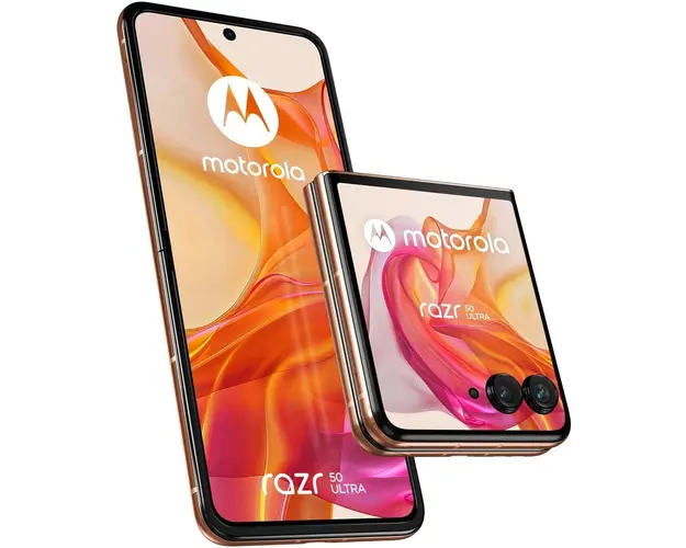 Telefon mobil Motorola Razr 50 ultra, Dual SIM, 12GB RAM, 512GB, 5G, Peach Fuzz