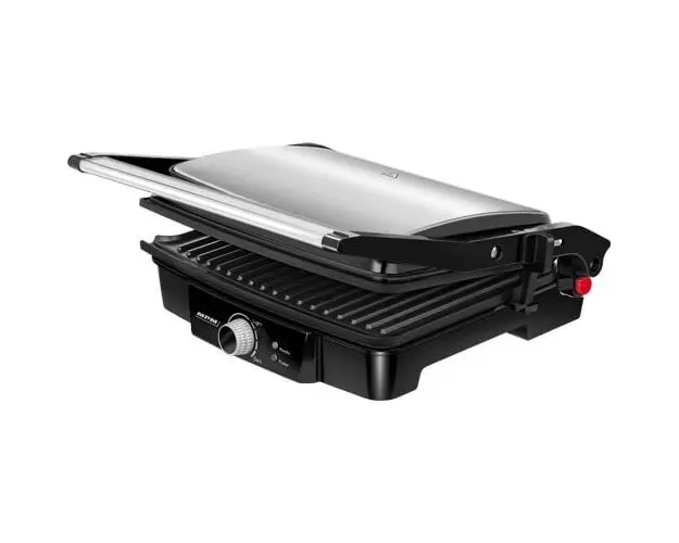Grill electric MPM MGR-09M, 2000W, temperatura reglabila 0-270 grade C, deschidere 180grade, inaltime reglabila a placii superioare, doua moduri de grill, carcasa otel inoxidabil