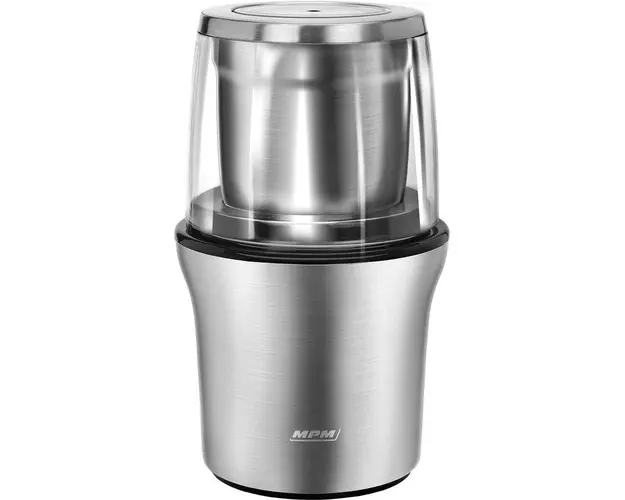 Rasnita de cafea si cereale MPM MMK-06M, 200W, 70 g, 2 recipiente, functie impuls, otel inoxidabil