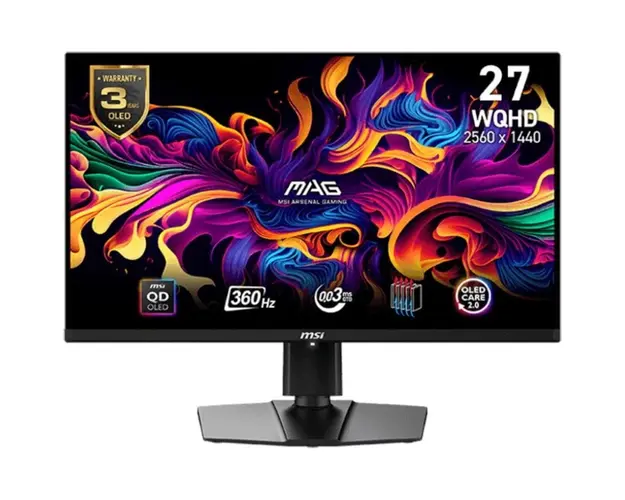 Monitor LED MSI Gaming MAG 271QPX 26.5 inch QHD QD-OLED 0.03 ms 360 Hz USB-C HDR FreeSync