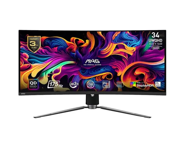 Monitor LED MSI Gaming MAG 341CQP Curbat 34 inch UWQHD QD-OLED 0.03 ms 175 Hz USB-C HDR