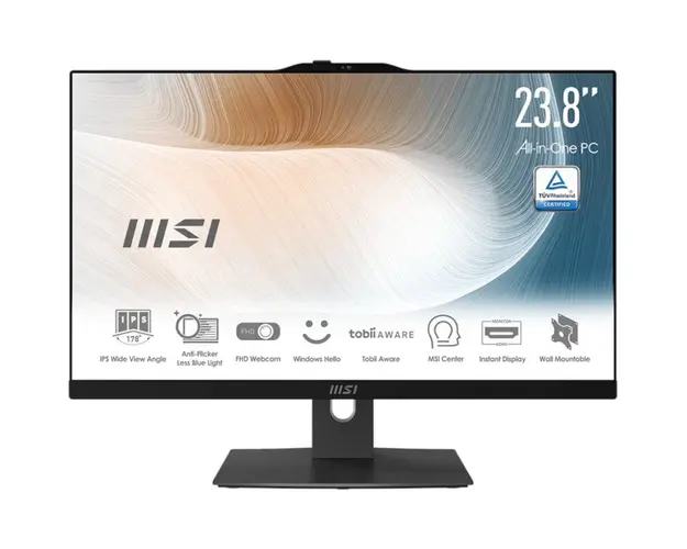 All-In-One PC MSI Modern AM242P 12M, 23.8 inch FHD IPS, Procesor Intel® Core™ i5-1235U 4.4GHz Alder Lake, 8GB RAM, 1TB SSD, Iris Xe Graphics, no OS