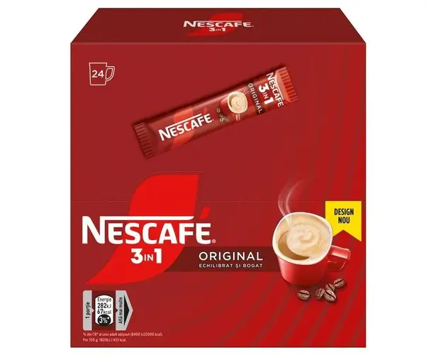 Pachet Nescafe 3 in 1 Original, 24 plicuri x 15.5 gr