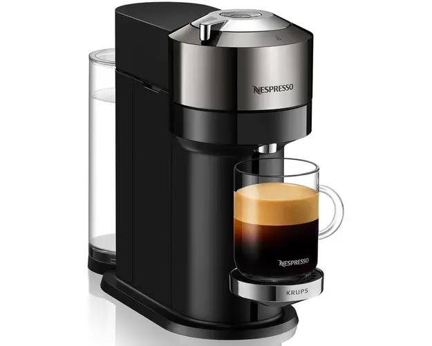 Espressor Nespresso Krups Vertuo Next Deluxe XN910C10, 1500W, Centrifusion™, Conectare la telefon, 1.1L, dark chrome + set capsule degustare
