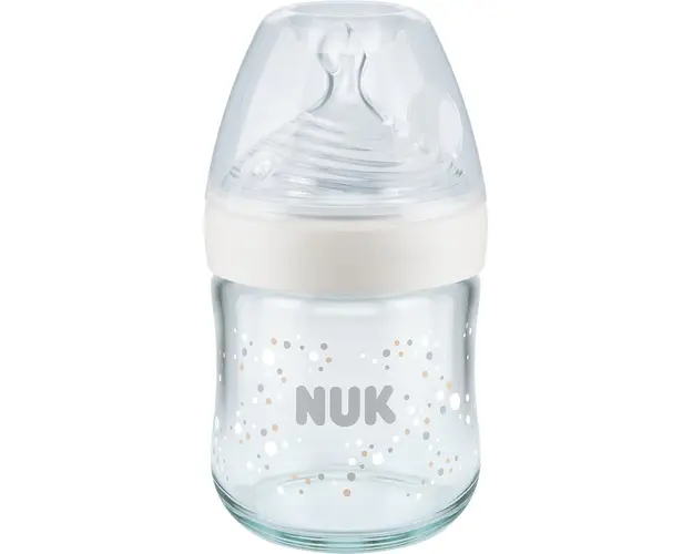 Biberon NUK, NATURE SENSE, din sticla, cu tetina orificiu S, 0-6 luni, 120ml