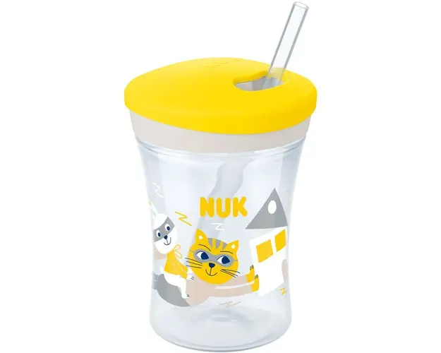 Cana cu pai Nuk Evolution Action, unisex, 12 luni+, 230 ml, Galben
