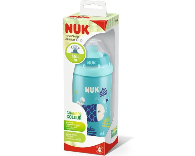Cana Nuk First Choice Junior Cu Sistem Push-Pull, 300ml, Albastra, Cu Efect Cameleon