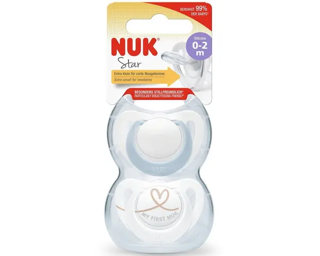 Set 2 suzete NUK STAR, SILICON 0-2 luni, BLUE