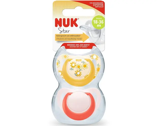 Set 2 suzete NUK STAR, SILICON, 18-36 luni, FLOARE