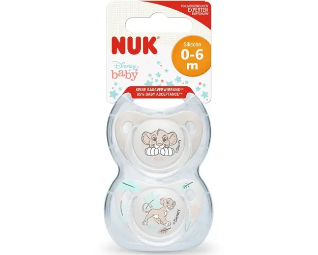Suzeta de silicon NUK Disney Lion King, 0-6 luni, 2 buc