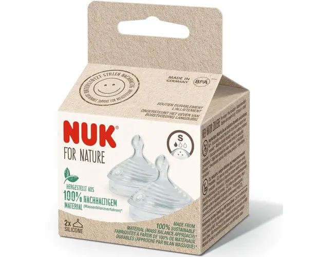 Tetina de silicon NUK For Nature, marime S, 2 buc