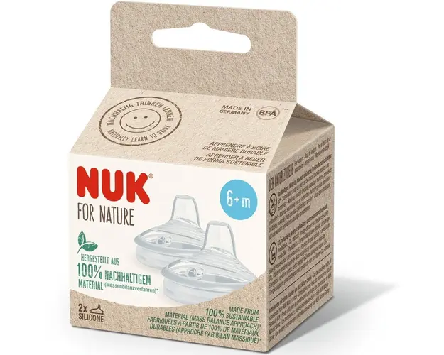 Tetina de silicon pentru invatare NUK For Nature, 2 buc