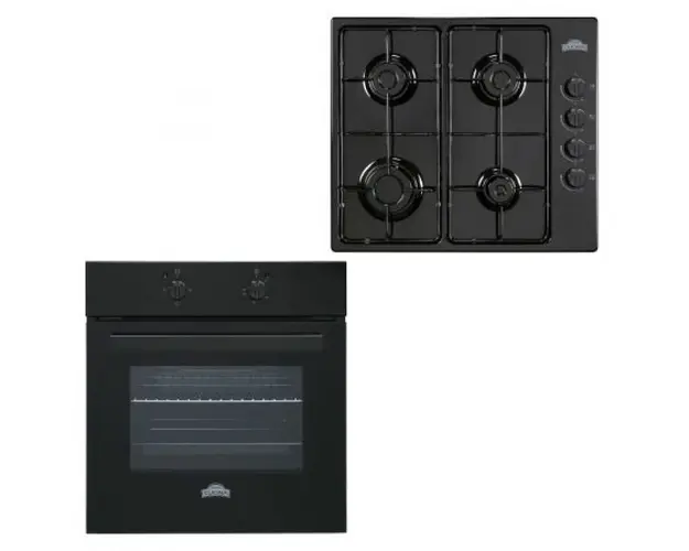 Pachet cuptor electric FE 603BLK si plita gaz PG60BLK, Nuova Cucina