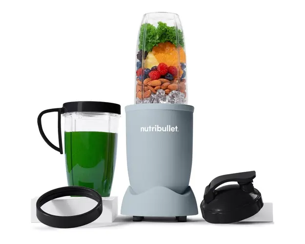 Blender Nutribullet Pro Mineral NB907MASL, 900 W, 1 viteza, 5 accesorii, cupe de 710 ml si 946 ml, capac To-Go, albastru