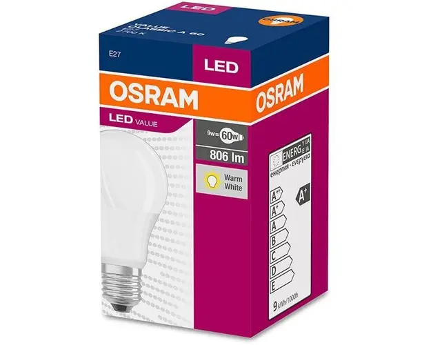 Bec Led VALUE CLASSIC A, E27, 8.5W (60W), lumina calda (2700K)