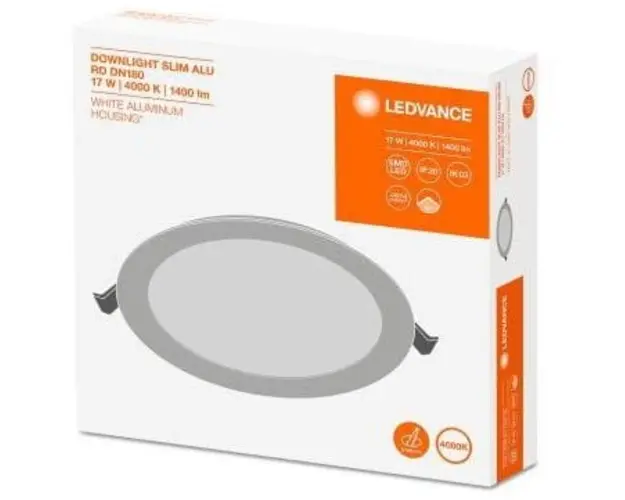Spot LED incastrat Ledvance DOWNLIGHT SLIM ALU, 17W, 1350 lm, lumina calda (3000K), IP20