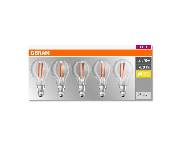 Set 5 becuri Led E14, 4W, 470 lumeni, lumina calda(2700K)