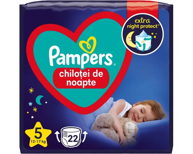 Scutece-chilotel de noapte Pampers Night Pants, Marimea 5, 12-17 kg, 22 buc