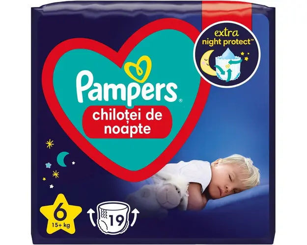 Scutece-chilotel de noapte Pampers Night Pants, Marimea 6, 15+ kg, 19 buc