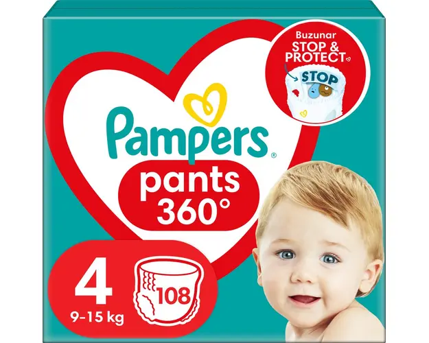 Scutece-chilotel Pampers Pants Mega Box Marimea 4, 9-15 kg, 108 buc