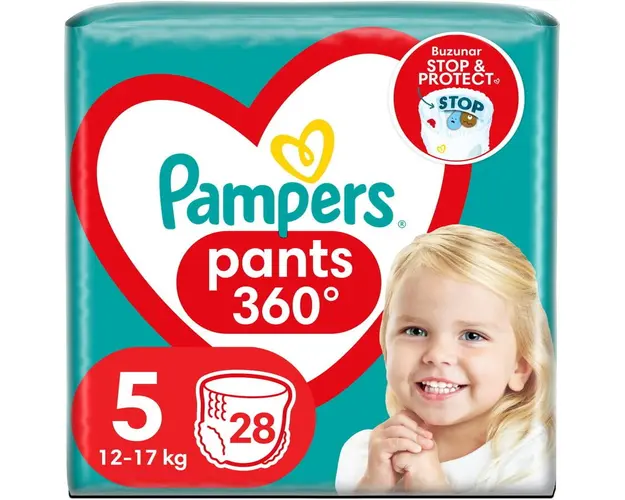 Scutece-chilotel Pampers Pants Value Pack Marimea 5, 12-17 kg, 28 buc