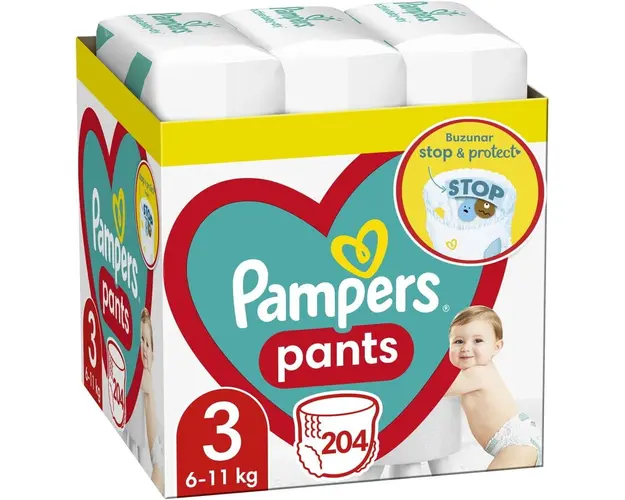 Scutece-chilotel Pampers Pants XXL Box Marimea 3, 6-11 kg, 204 buc