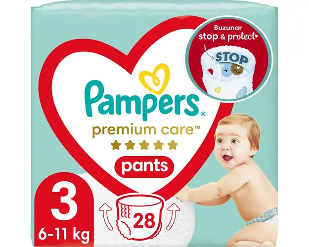Scutece-chilotel Pampers Premium Care Pants Carry Pack Marimea 3, 6-11 kg, 28 buc