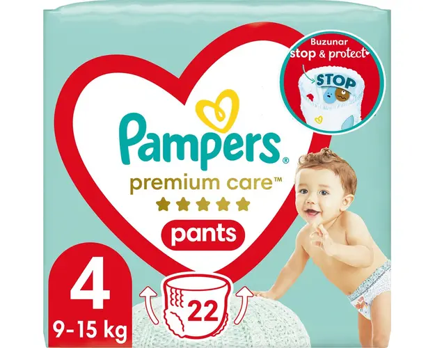 Scutece-chilotel Pampers Premium Care Pants Carry Pack Marimea 4, 9-15 kg, 22 buc