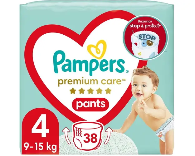 Scutece-chilotel Pampers Premium Care Pants Value Pack Marimea 4, 9-15 kg, 38 buc