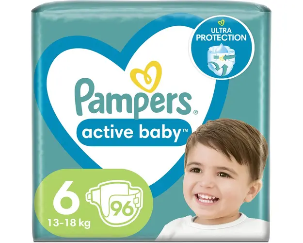 Scutece Pampers Active Baby Mega Box, Marimea 6, 13 -18 kg, 96 buc