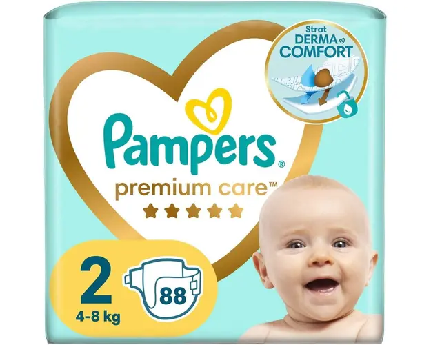 Scutece Pampers Premium Care Jumbo Pack Marimea 2, 4-8 kg, 88 buc