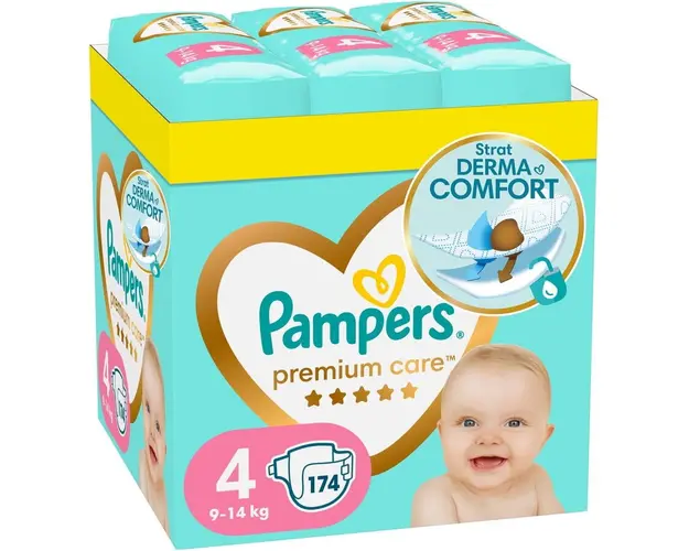 Scutece Pampers Premium Care Marimea 4, 9-14kg, 174 buc