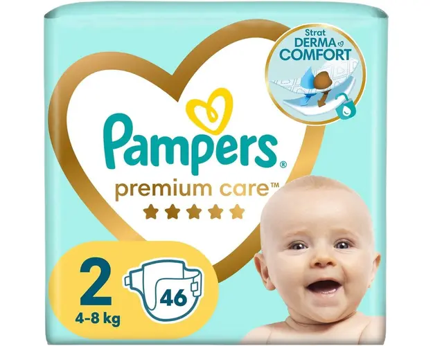 Scutece Pampers Premium Care Value Pack Marimea 2, 4-8 kg, 46 buc