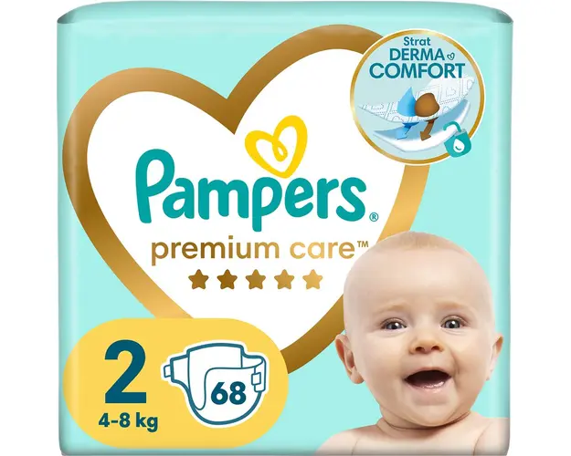 Scutece Pampers Premium Care Value Pack Marimea 2, Nou Nascut, 4-8 kg, 68 buc