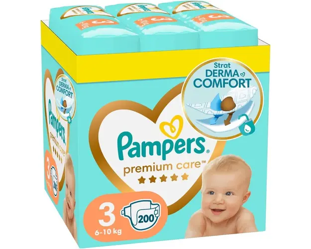 Scutece Pampers Premium Care XXL Marimea 3, 6-10 kg, 200 buc