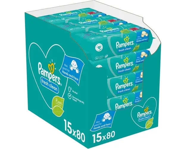Servetele umede Pampers Fresh Clean, 15 pachete x 80, 1200 buc