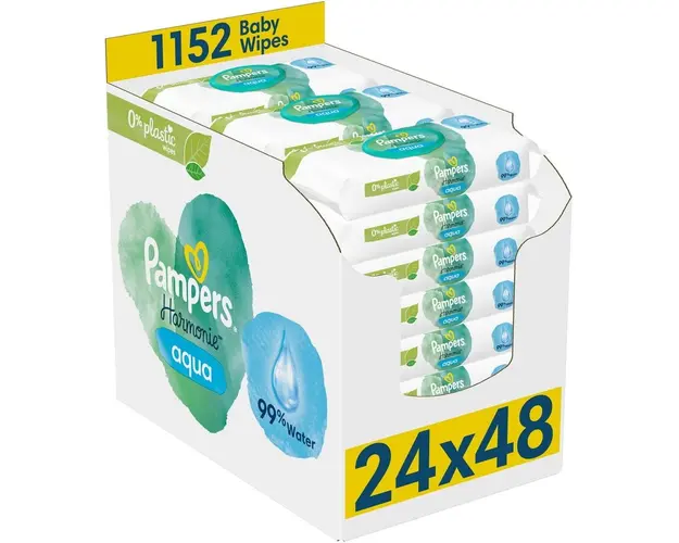 Servetele umede Pampers Harmonie Aqua, 24 pachete x 48, 1152 buc