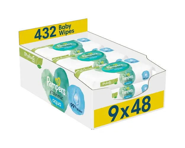 Servetele umede Pampers Harmonie Aqua, 9 pachete x 48, 432 buc