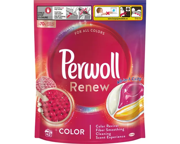 Detergent de rufe capsule Perwoll Renew Color, 42 spalari