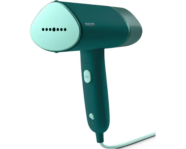 Aparat de calcat vertical cu aburi Philips STH3020/70 Seria 3000, 1000 W, pana la 20 g/min, Gata de utilizare in circa 30 sec, Sigur pe toate materialele care pot fi calcate, Rezervor de apa detasabil de 120 ml, Husa inclusa, verde